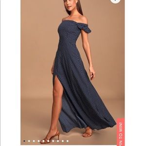 Lulu’s Polka Dot Maxi Slit Dress